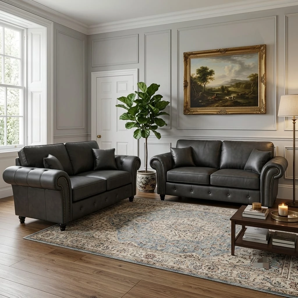 Oakland 2-Seater and 3-Seater Sofa Set – Premium Leather-Look Finish | Sofas | UK