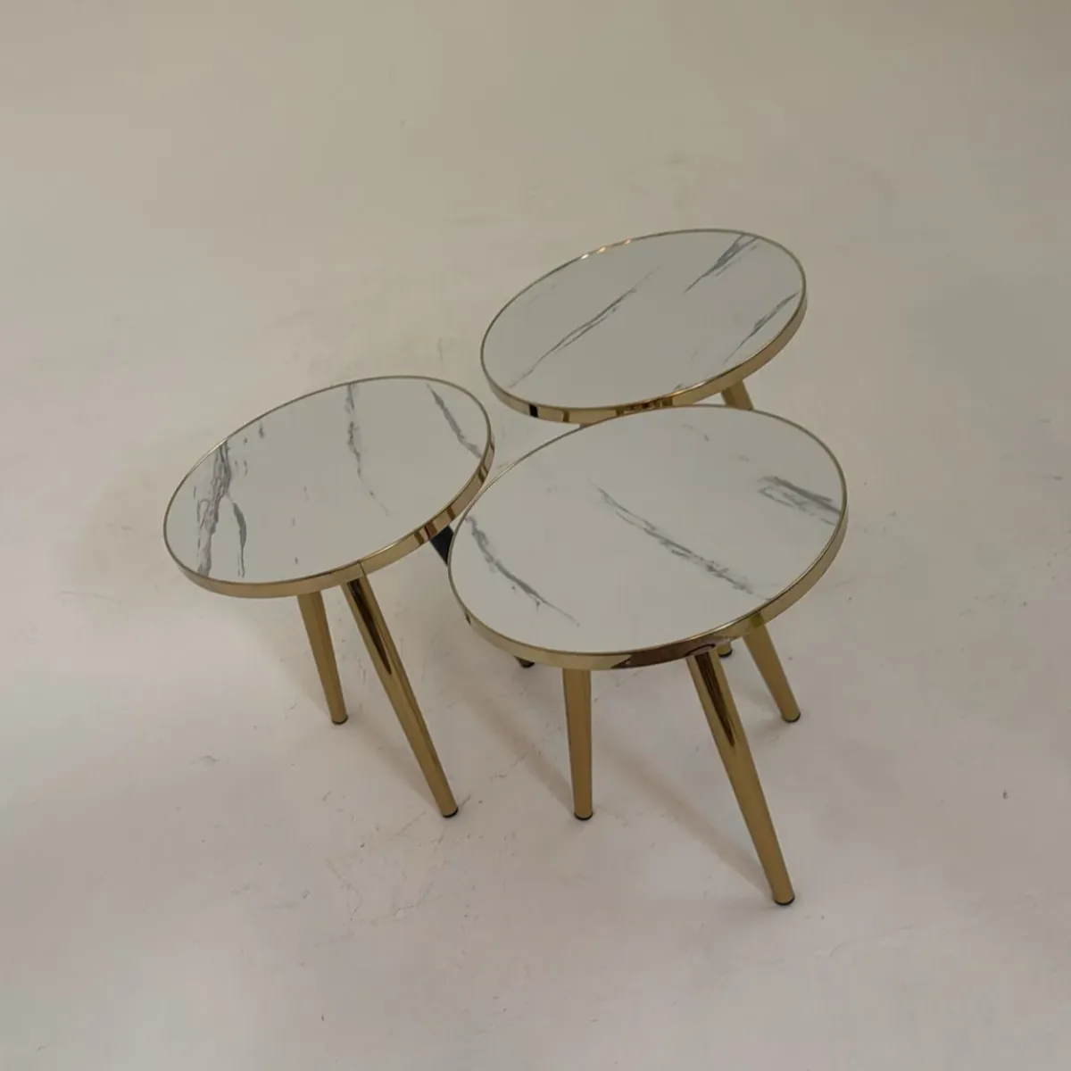 Luxury 3 Piece Nesting Table Set – Marble Effect Top with Gold Frame | Modern Side Tables UK - Occasionals furniture in UK