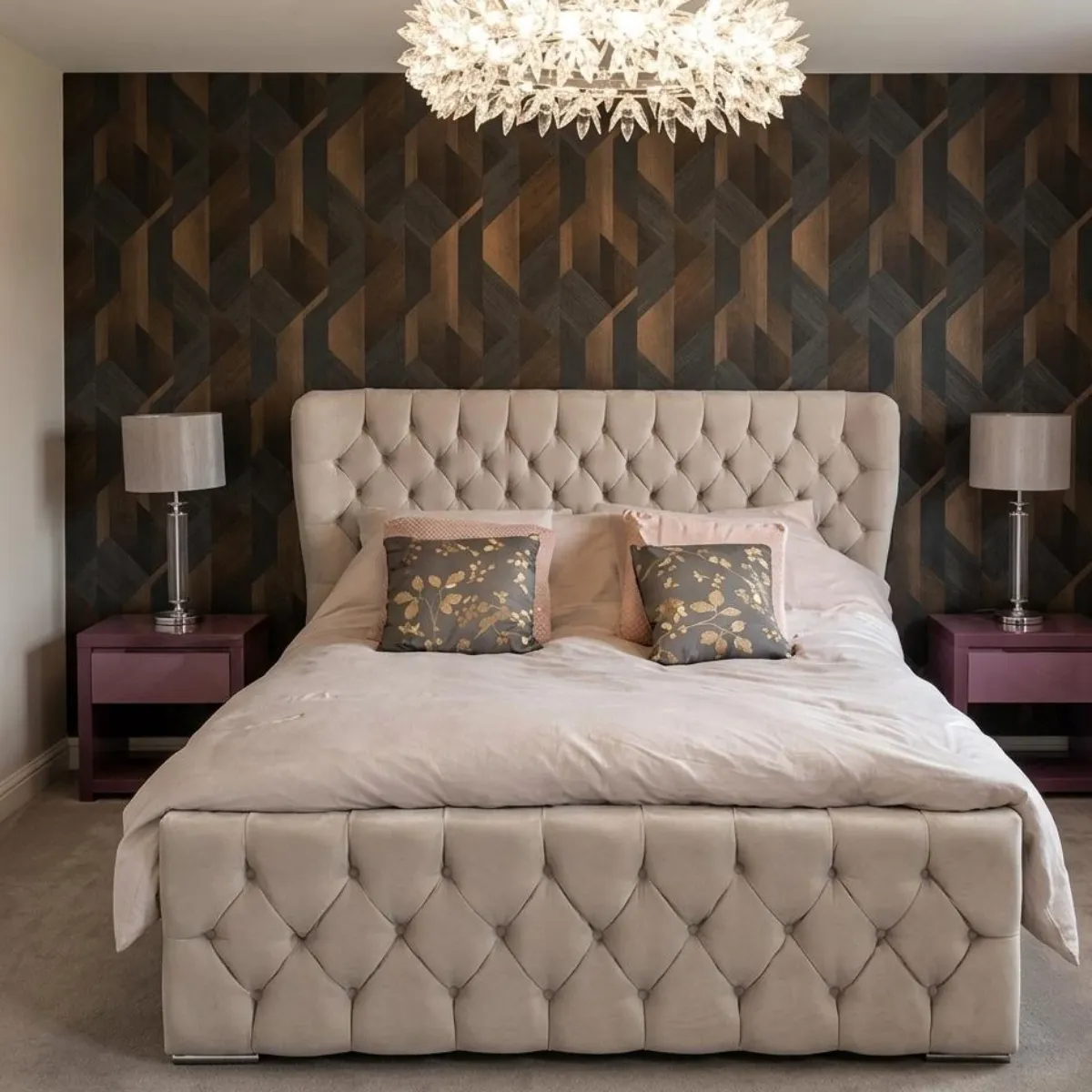 King Size Oxford Wingback Chesterfield Bed with Mattress - Beds furniture in UK