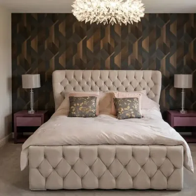 King Size Oxford Wingback Chesterfield Bed with Mattress in Silver – wingback bed for the bedroom