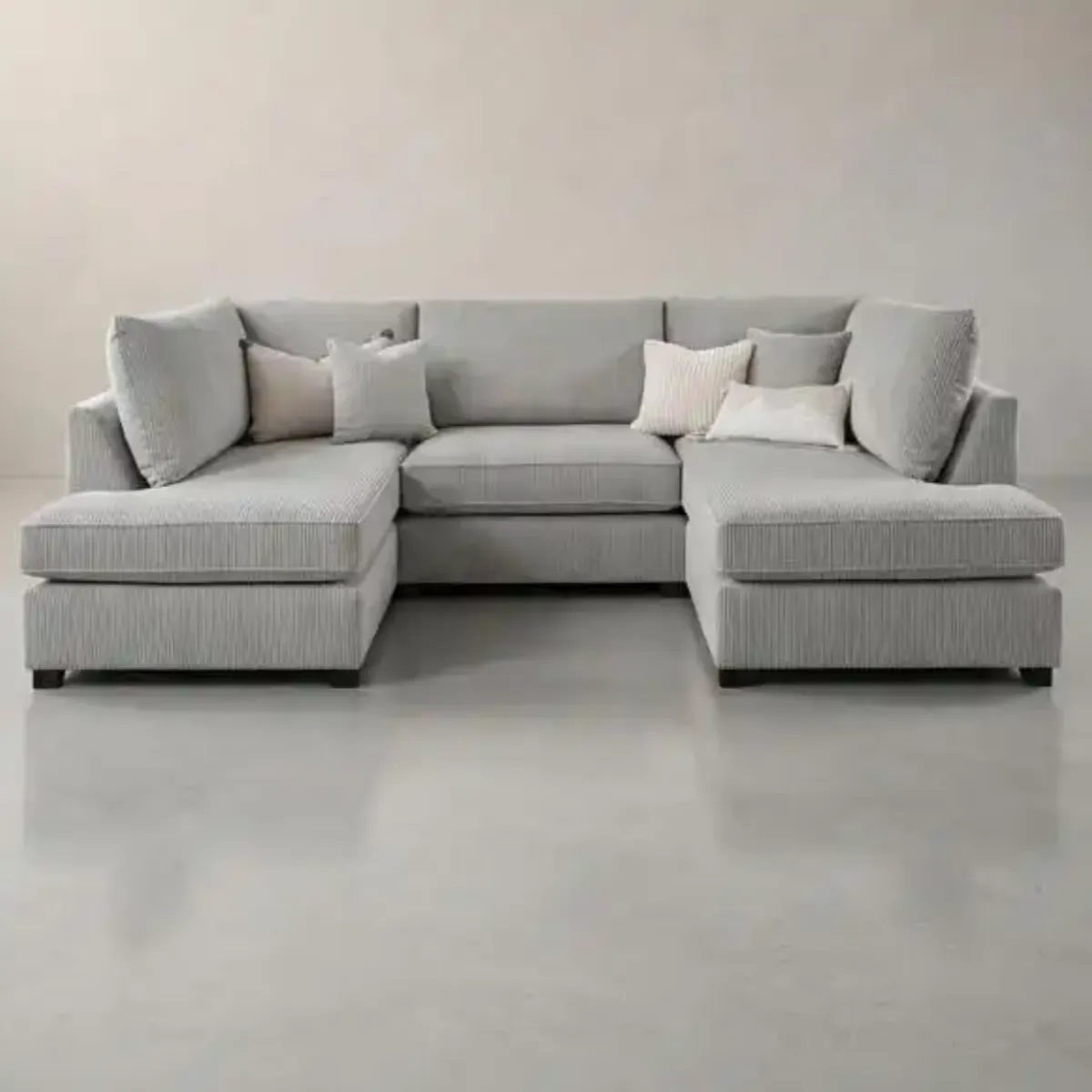 Dylan Mini U-Shape Silver Plush Velvet Sofa — Luxury 5 Seater Corner Settee | Sofas | UK