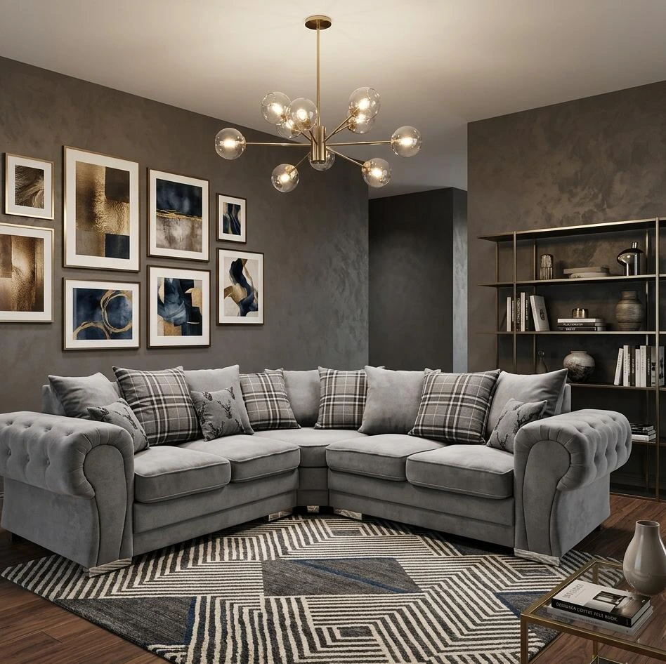 Verona Fabric Corner Sofa Silver Grey - Sofas furniture in UK