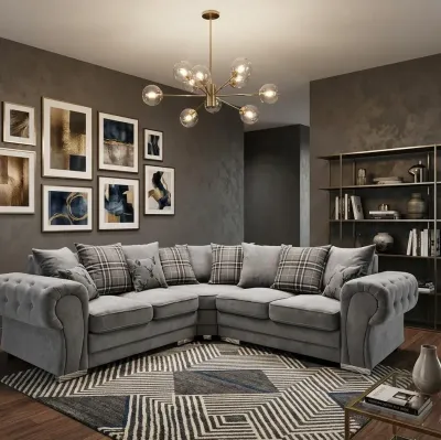 Verona Fabric Corner Sofa Silver Grey – corner sofa for the living room