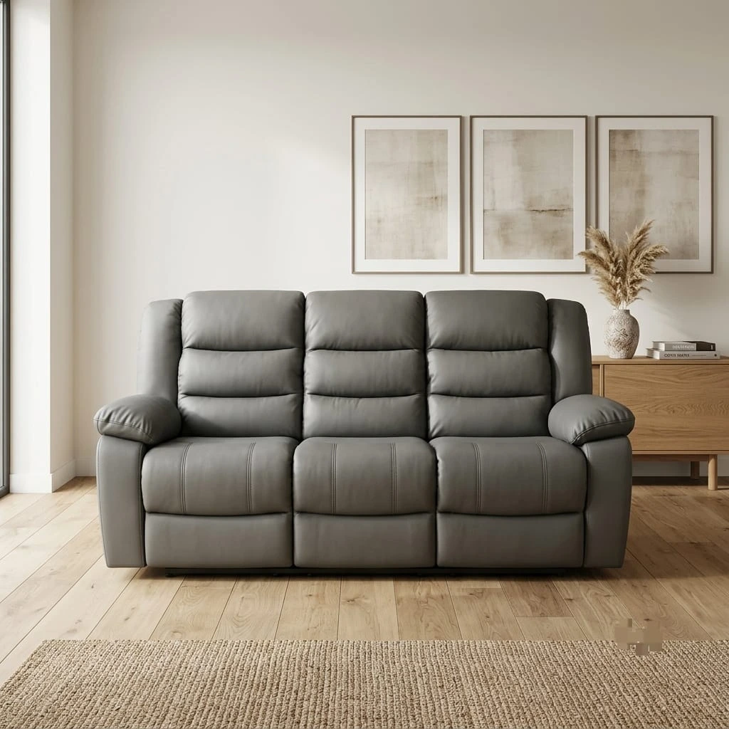 Haven Grey 3-Seater Recliner Sofa – Contemporary Comfort & Premium Finish | Sofas | UK