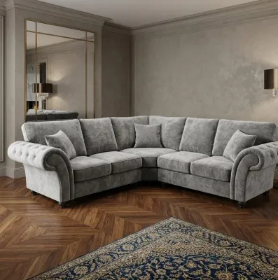 Nicole Highback 5 Seater Corner Sofa in Silver – corner sofa for the living room