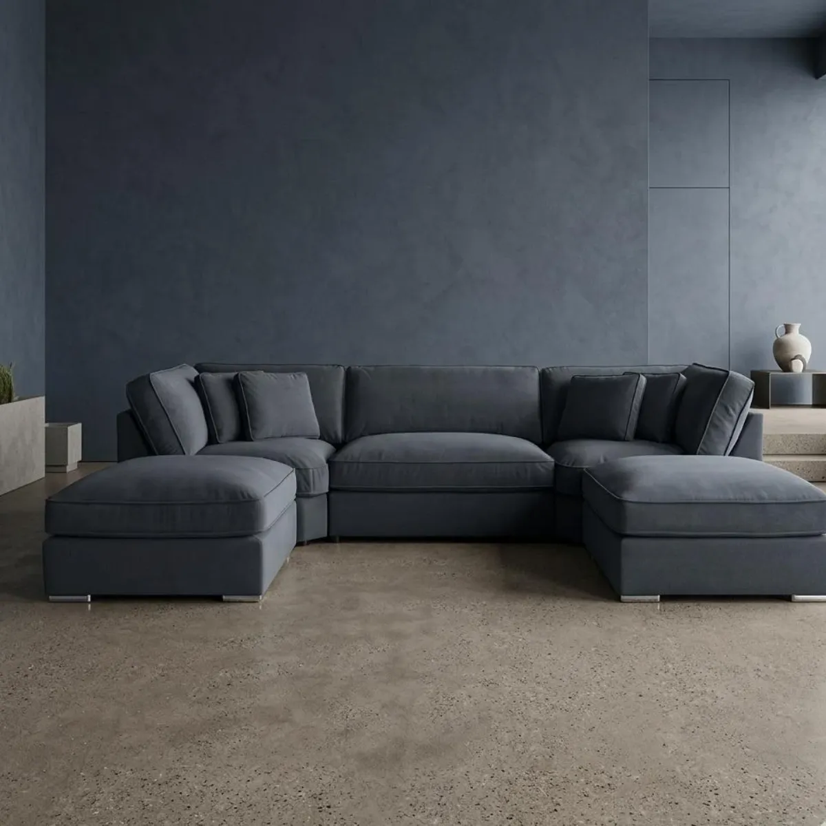 Bishop Charcoal Grey U-Shaped Sectional Sofa Set | Modern Velvet Living Room Couch - Sofas furniture in UK