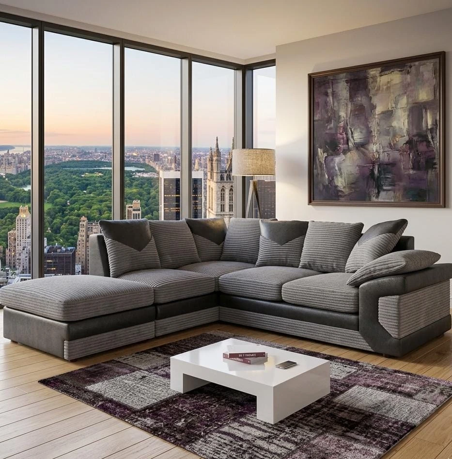 Dino Charcoal Grey Left Hand Corner Sofa - Sofas furniture in UK