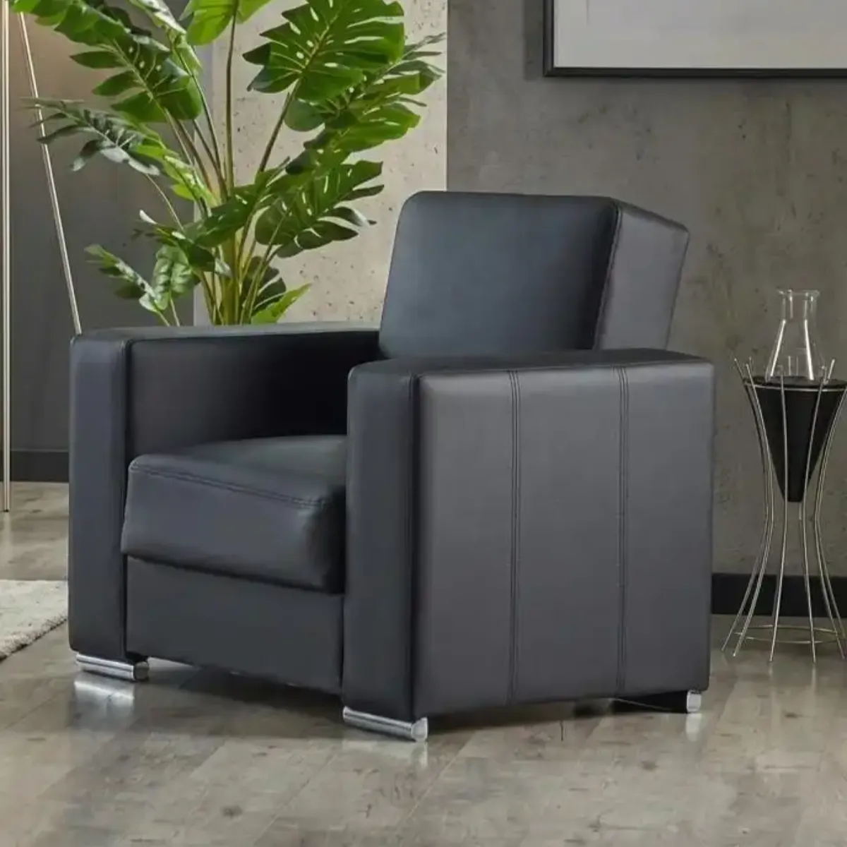 Futuro Black Leather Single Sofa Bed with Storage | Sofas | UK