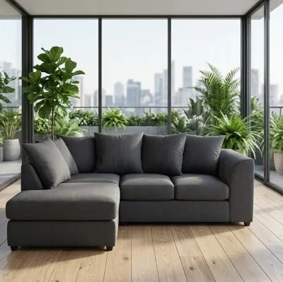 Dylan Grey Linen 4 Seater Left Arm Corner Sofa – corner sofa for the living room