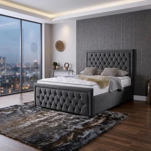 Hilton Double Upholstered Bed with Luxury Mattress | UK Delivery - Beds furniture in UK