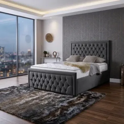 Hilton Double Upholstered Panel Bed with Luxury Mattress in Silver – panel bed for the bedroom