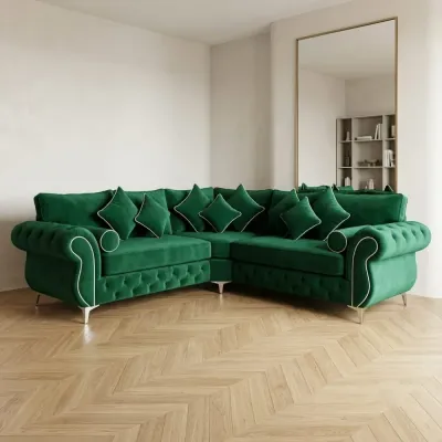Rio High-Back Emerald Green Velvet L-Shape Sofa – corner sofa for the living room