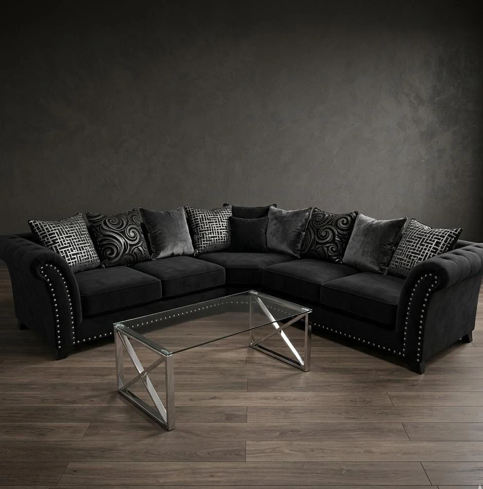 Harrison Black Fabric 5 Seater Corner Sofa – Free UK Delivery & Cash on Delivery - Sofas furniture in UK