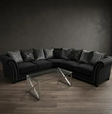 Harrison Black Fabric 5 Seater Corner Sofa – corner sofa for the living room