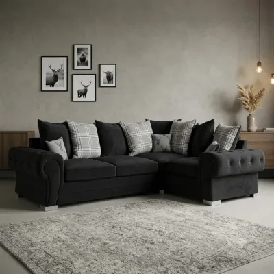 Verona 4 Seater Fabric Corner Sofa Black – corner sofa for the living room