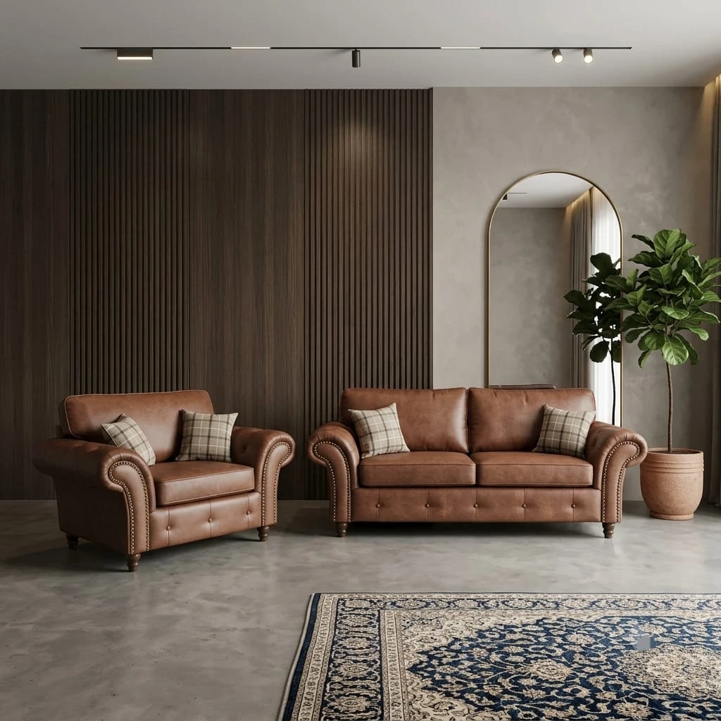 Oakland 3-Seater Sofa and Armchair Set – Premium Leather-Look Finish | Sofas | UK