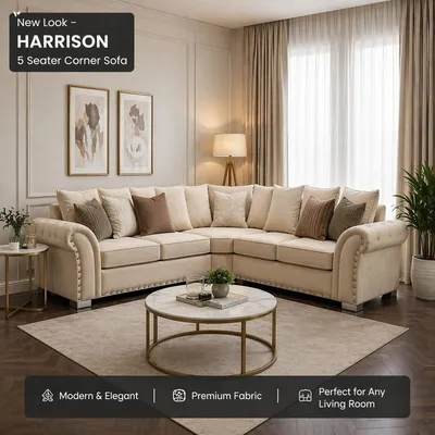Harrison Cream V-Shape Corner Sofa – sofa for the living room
