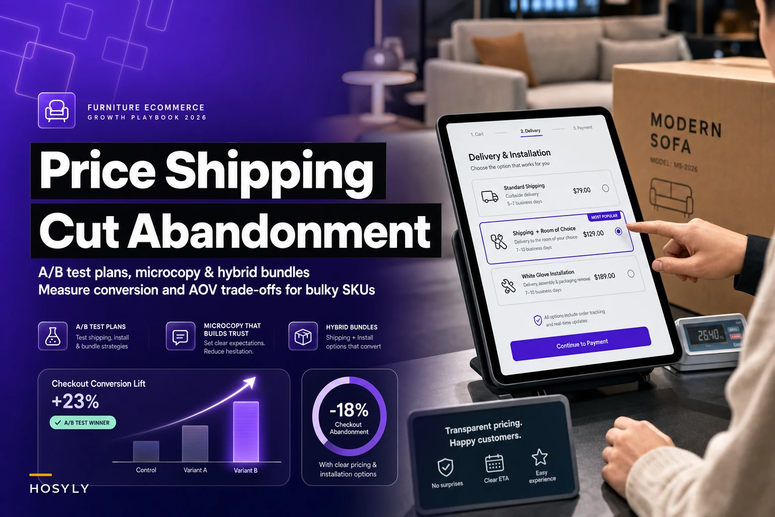 How to price shipping and installation at checkout for bulky furniture: A/B tests, microcopy and hybrid bundles that cut abandonment