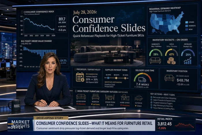 How to Reforecast High‑Ticket Furniture SKUs After the July 2026 Consumer Confidence Slide