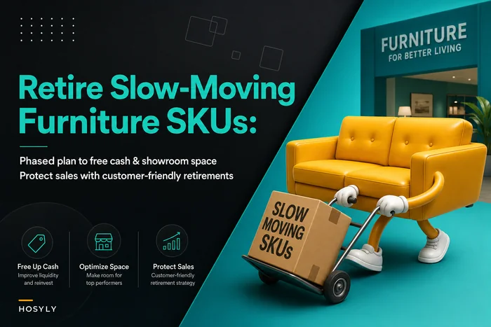 Retire slow-moving furniture SKUs without surprising customers: a phased rationalization plan that frees cash and showroom space