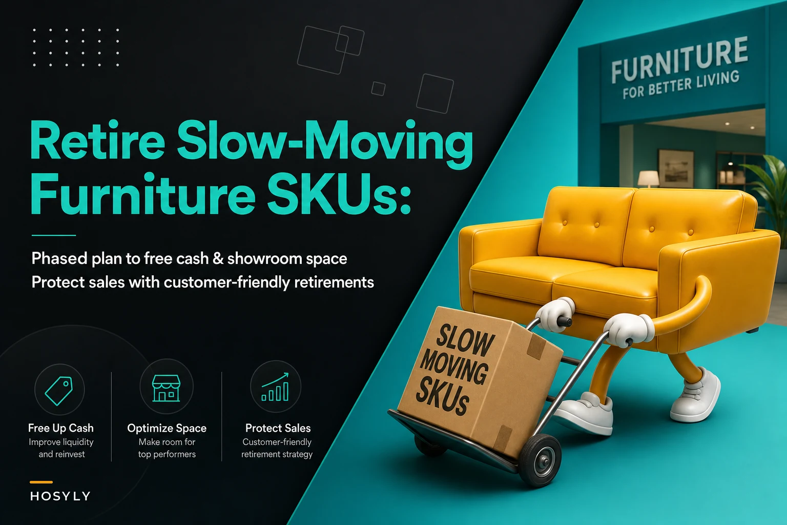 Retire slow-moving furniture SKUs without surprising customers: a phased rationalization plan that frees cash and showroom space