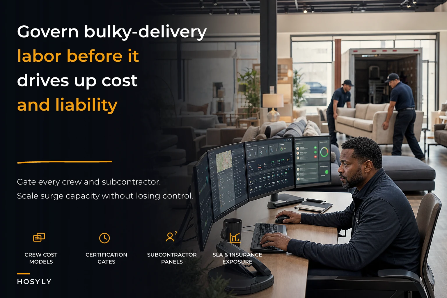 Workforce and subcontractor governance for bulky furniture