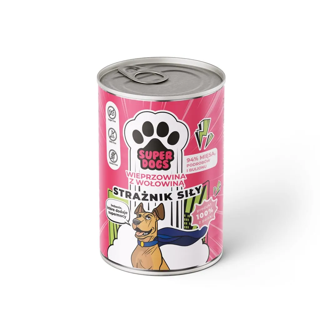 Karma mokra Superdogs strażnik siły wieprzowina z wołowiną 400g