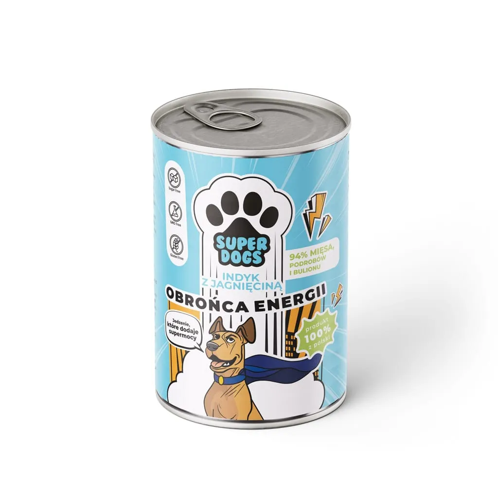 Karma mokra Superdogs obrońca energii indyk z jagnięciną 400g
