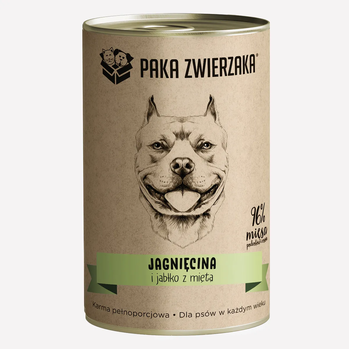 Karma mokra dla psa PAKA ZWIERZAKA jagnięcina i jabłko z miętą 400 g