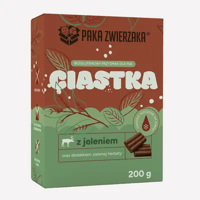 Ciastka dla psa PAKA ZWIERZAKA Jeleń z zieloną herbatą 200g