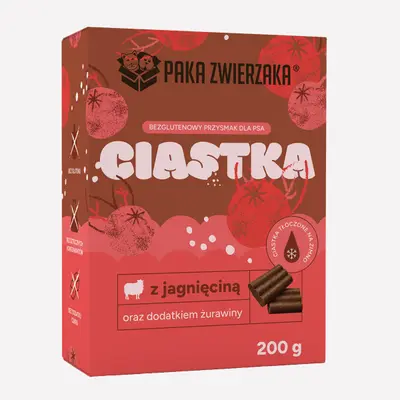 Ciastka dla psa PAKA ZWIERZAKA Jagnięcina z żurawiną 200g