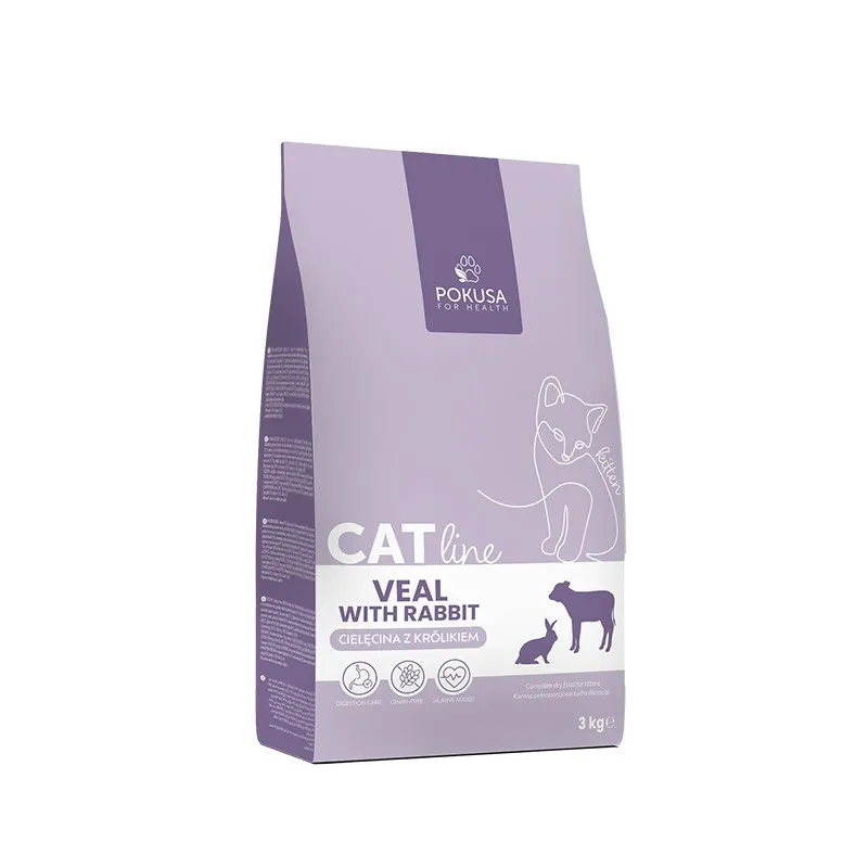 Pokusa Karma sucha dla kociąt CatLine cielęcina z królikiem 1kg