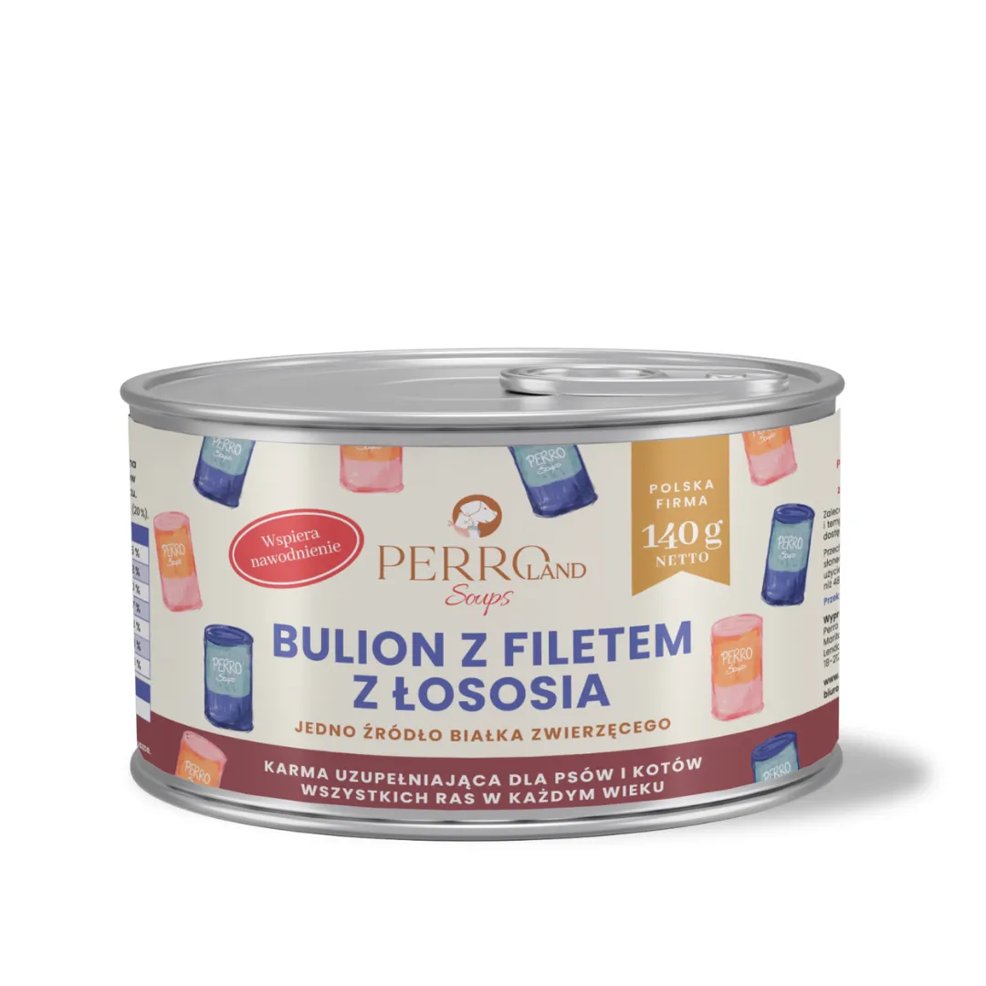 Bulion z filetem z łososia dla psa i kota 140g
