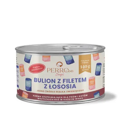 Bulion z filetem z łososia dla psa i kota 140g