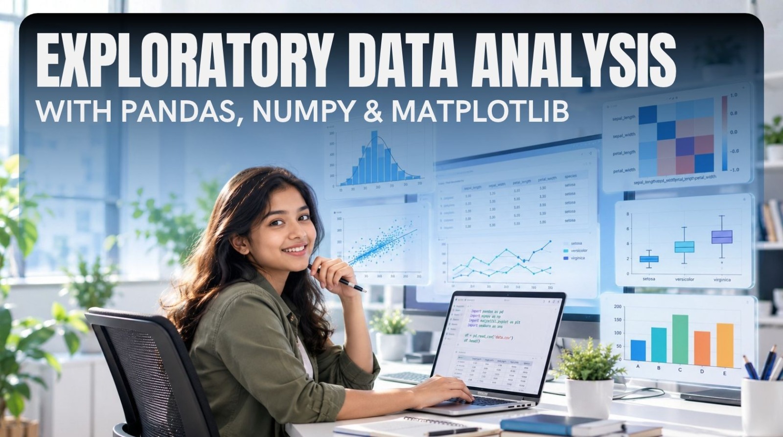 Exploratory Data Analysis with Pandas, NumPy & Matplotlib course thumbnail
