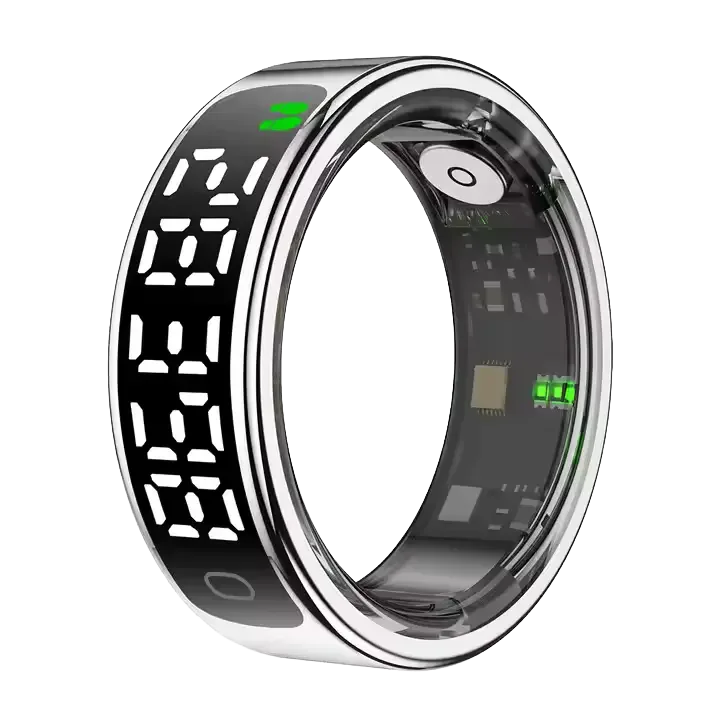 The FutureX TFX Display Pro Smart Ring – Premium Fitness Tracking with Display & Wireless Charging - Silver