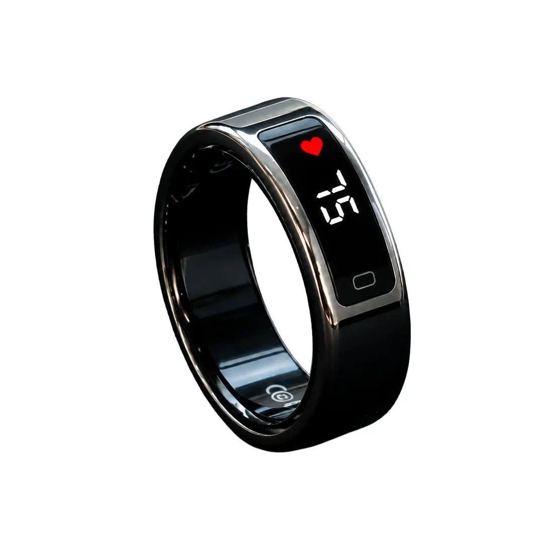 The FutureX TFX Display Pro Smart Ring – Premium Fitness Tracking with Display & Wireless Charging - Black
