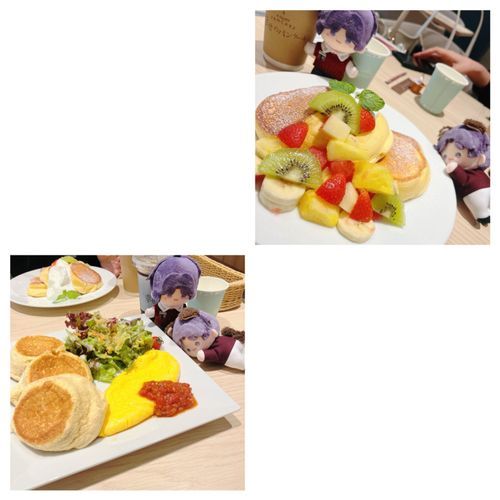 幸せのパンケーキ🥞
フルーツたっぷりのパンケーキもふわふわオムレツのお食事パンケーキも美味しかったね😚
ダイエット中？たまにはお休みして好きなものを食べるのもいいでしょ？
また明日から頑張ろう。