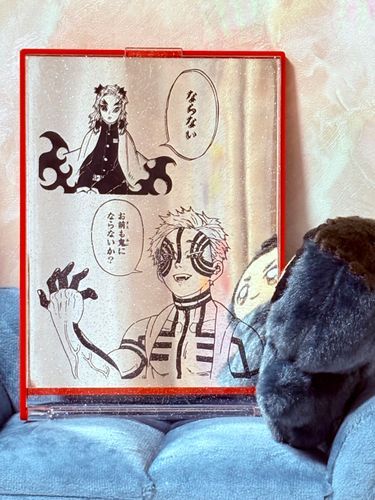 見て見て、みちだいち。
猗窩座のお前も鬼にならないかミラー買ったんだよ。
ホラ、前世(大正時代)の君だよ。