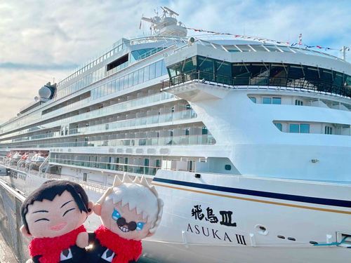 🏖️「飛鳥IIIだよ！大きいね！🛳️✨」
とってもキレイな船だよ〜⚓️