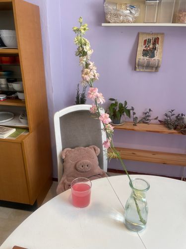花を眺めるのが日課のぶたです