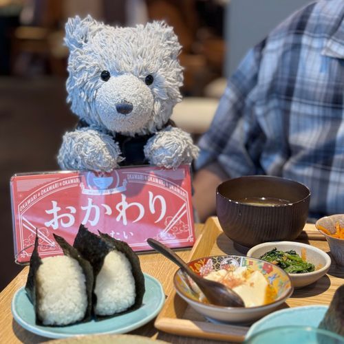 おねえさん が おかわり の おにぎり くれた よっ🍙
なんかい でも おかわり できるんだって✨
たべたいふだ の パワー すごい…！