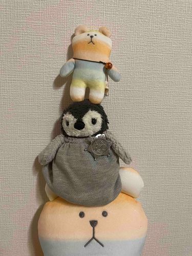 みてみて！じゃーん！
ぬいぐるみ組体操の練習だよ！東京タワーくらい高くできるかな🐧