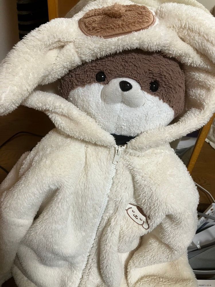 こんばんは、カワミちゃんだよ。寒くなってきたから、遂にごしゅじんがポムポムプリンのパーカーを出してくれたよ❣️なかなか似合ってるでしょ☺️