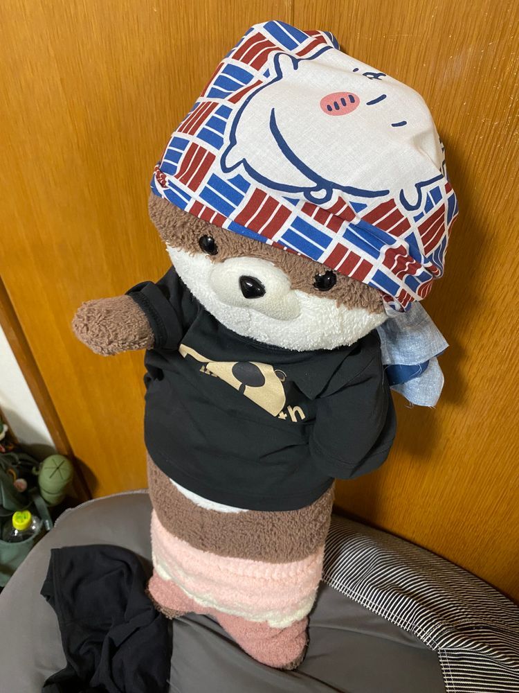 こんばんは、カワミちゃんだよ。今日が本当のお誕生日だよ。今日はケーキおじさんも来てくれて、たくさんケーキを貰ったよ。三枚目はおかあさんのくれたチョコ、四枚目はおとうさんのくれたちいかわ手拭いだよ。