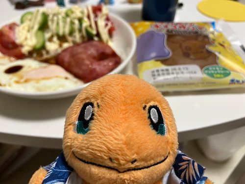 今朝はポケモンパン食べたよ