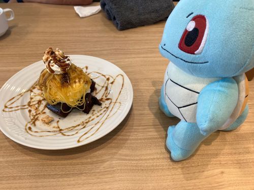 デザートはモンブラン🧡
黒蜜がお芋の甘さを引き立てていて美味しかった！