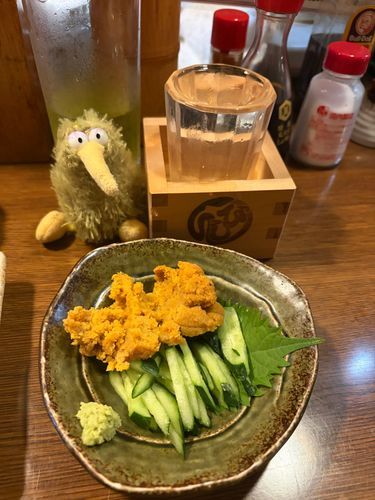 日本酒と焼きウニ〜ういん♪
