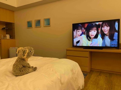 ホテルに大きなテレビがあった〜
家のテレビも大きくしてほしいな〜