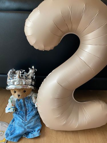 🧸「こんにちは！くま太郎なの🧸
このあいだのたんじょうびにおしゃしんにのっていた2とならんでとったときの！！
いまみてもおおきすぎる🤣🤣
ままもまさかここまでとは😨ってびっくりしていた😅
ぼくがちいさくみえるー👀💦

つぎのときはきをつけないとね😣💦
みんな、たいふうはどうかな？
ぼくんちはこわいからいまからたいさくしているの！
みんなのおうちもなんともなければいいな…。」